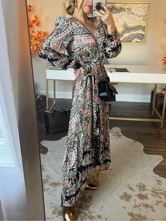 Molly Bracken Dresses & Skirts - NWT Molly Bracken Paisley Wrap Maxi Dress in Black and Multicolor